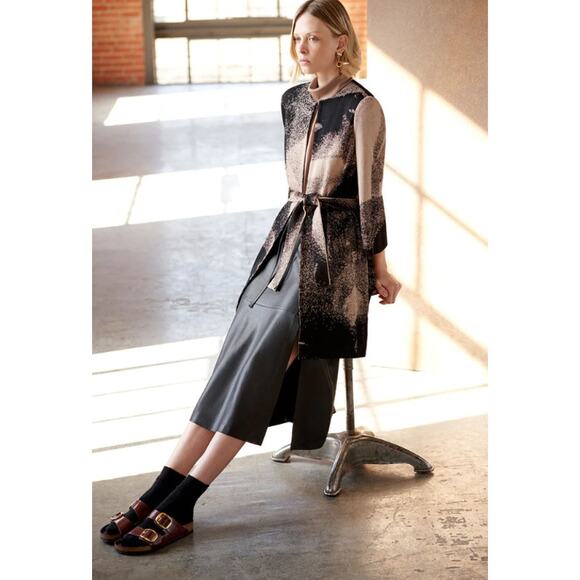 Ming Wang Abstract Jacquard Longline Belted Knit Jacket Size XL - Picture 6 of 14